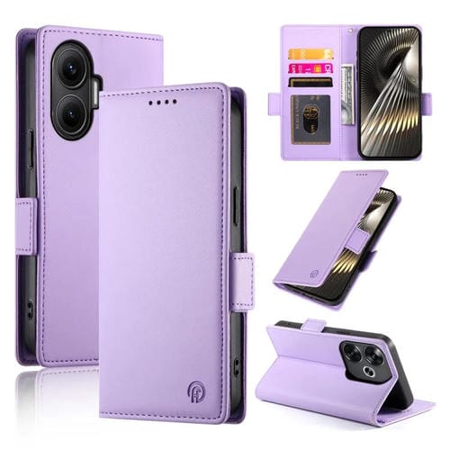 Funda de cuero esmerilado con hebilla lateral magnética para Redmi Turbo 4 Pro / Xiaomi Poco F7 (morado)