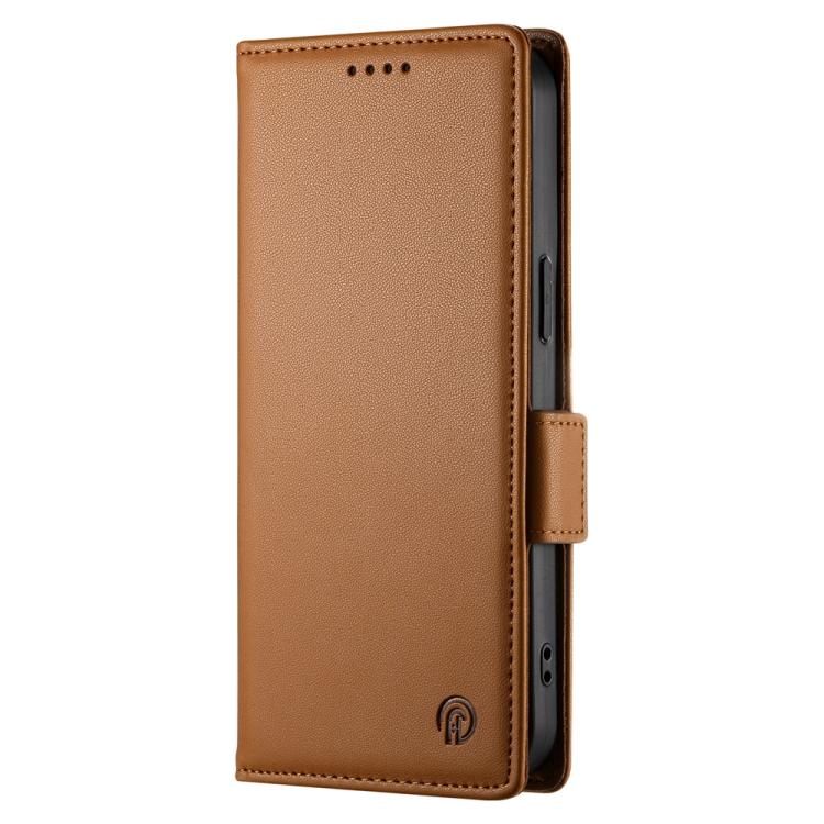 Funda de cuero esmerilado con hebilla lateral magnética para Redmi Turbo 4 Pro / Xiaomi Poco F7 (marrón)