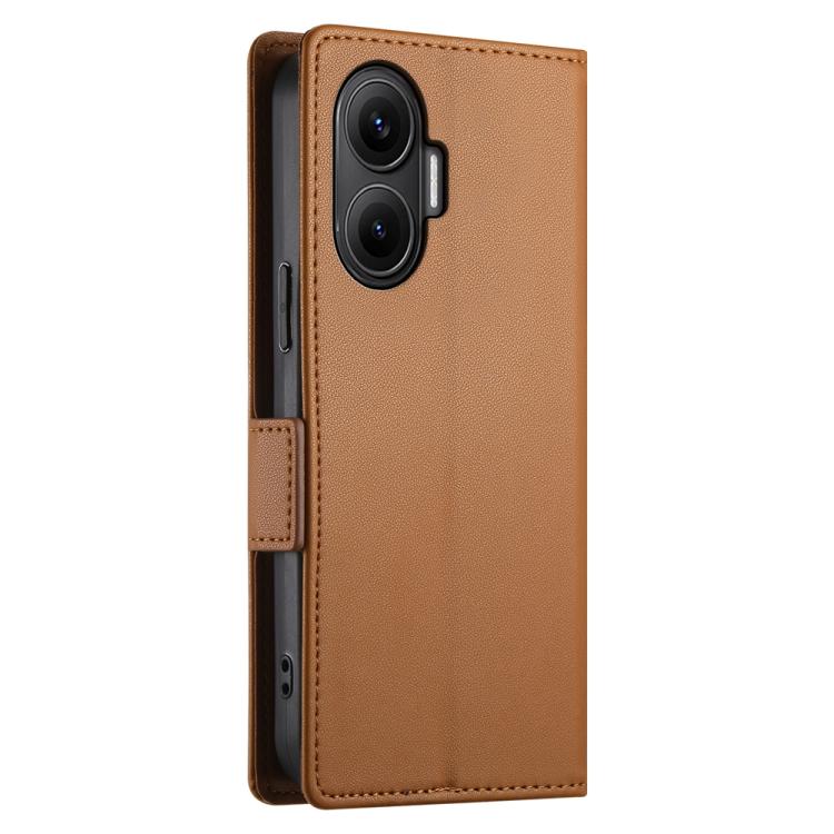 Funda de cuero esmerilado con hebilla lateral magnética para Redmi Turbo 4 Pro / Xiaomi Poco F7 (marrón)