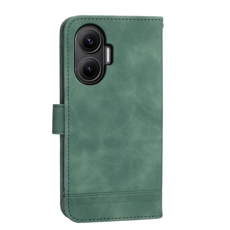 Funda híbrida de TPU y cuero sintético Dierfeng Dream Line para Redmi Turbo 4 Pro y Xiaomi Poco F7 (verde)