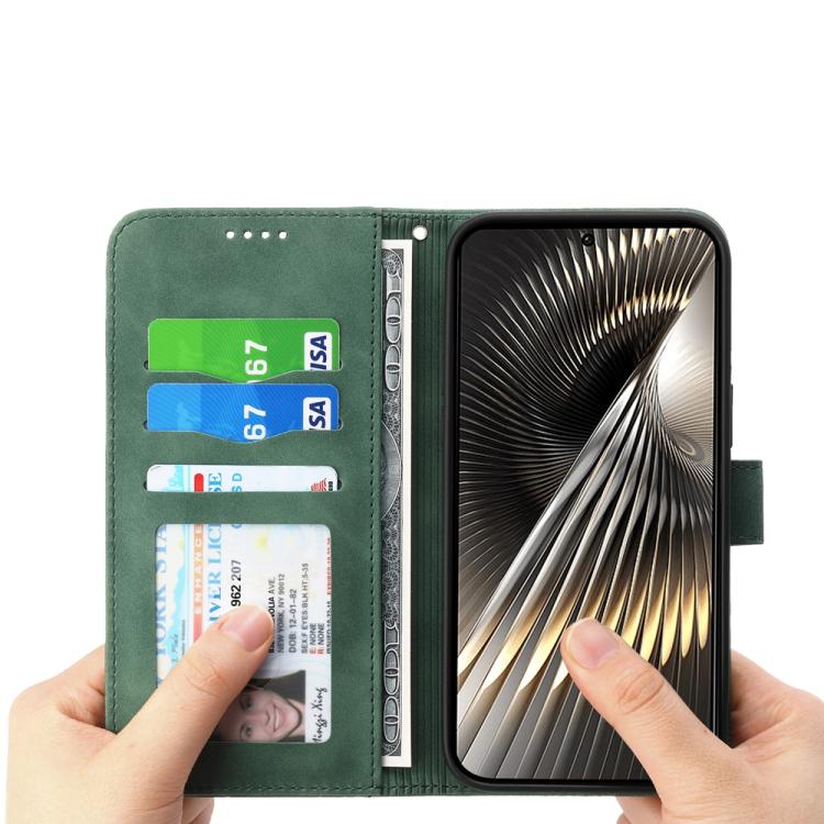 Funda híbrida de TPU y cuero sintético Dierfeng Dream Line para Redmi Turbo 4 Pro y Xiaomi Poco F7 (verde)