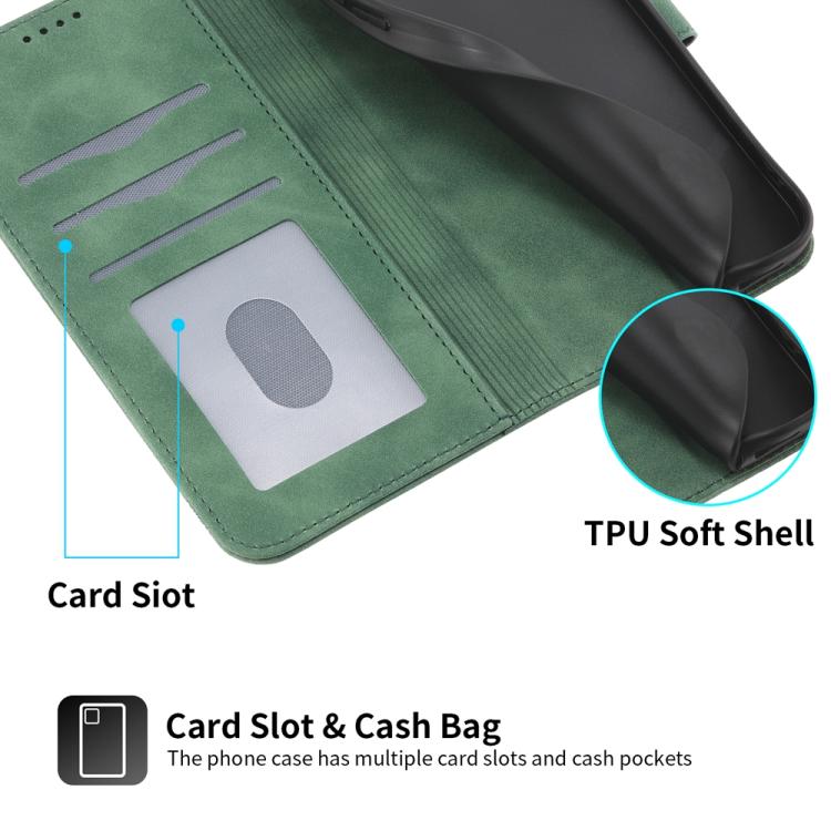 Funda híbrida de TPU y cuero sintético Dierfeng Dream Line para Redmi Turbo 4 Pro y Xiaomi Poco F7 (verde)