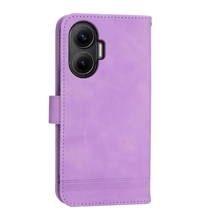 Funda híbrida de TPU y cuero sintético Dierfeng Dream Line para Redmi Turbo 4 Pro y Xiaomi Poco F7 (morado)