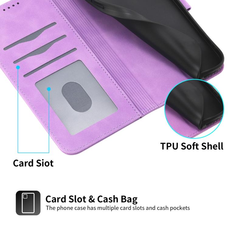 Funda híbrida de TPU y cuero sintético Dierfeng Dream Line para Redmi Turbo 4 Pro y Xiaomi Poco F7 (morado)