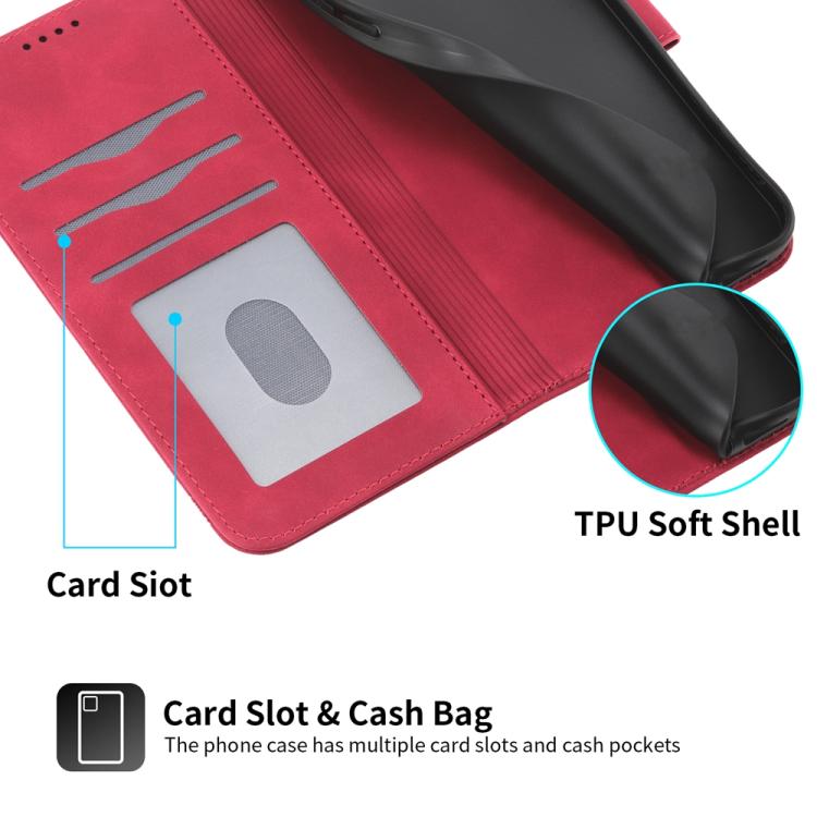 Funda híbrida de TPU y cuero sintético Dierfeng Dream Line para Redmi Turbo 4 Pro y Xiaomi Poco F7 (roja)