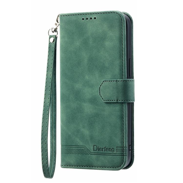 Funda híbrida de cuero sintético TPU Dierfeng Dream Line para Redmi K80/K80 Pro (verde)