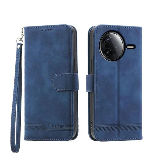 Funda híbrida de cuero sintético TPU Dierfeng Dream Line para Redmi K80/K80 Pro (azul)