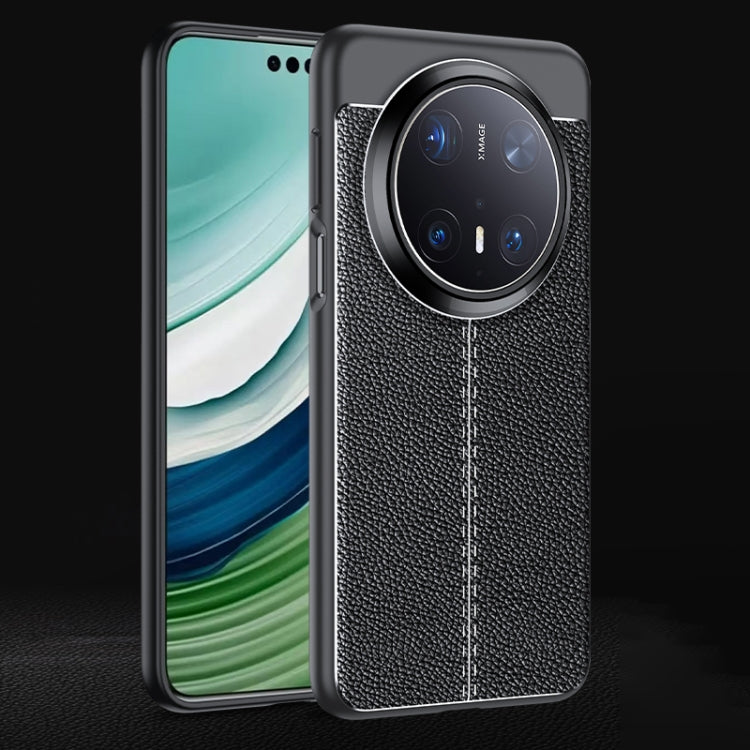 Funda para Teléfono Huawei Mate 70 Pro TPU a Prueba de Golpes con Textura de Lichi (Negra)