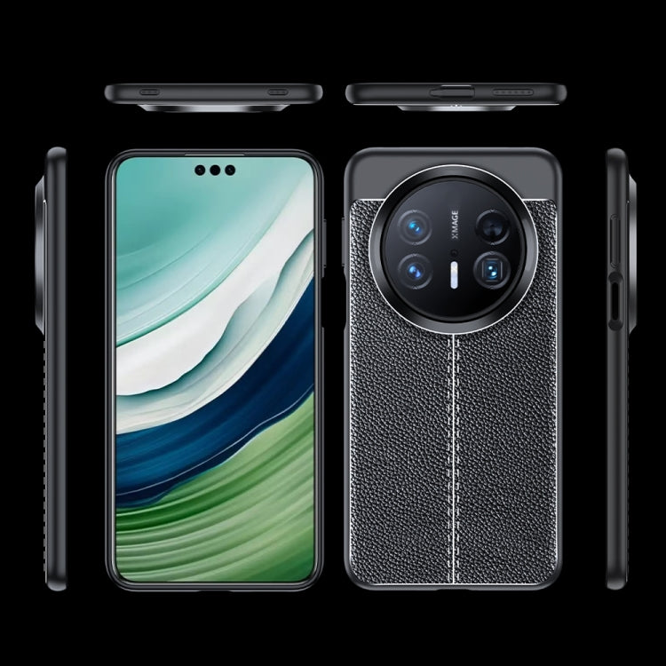 Funda para Teléfono Huawei Mate 70 Pro TPU a Prueba de Golpes con Textura de Lichi (Negra)
