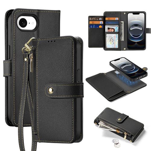 Funda para Teléfono Dux Ducis Lawa Series 2 En 1 para iPhone 16E con Cremallera Desmontable Magsafe y Cordón (Negro)