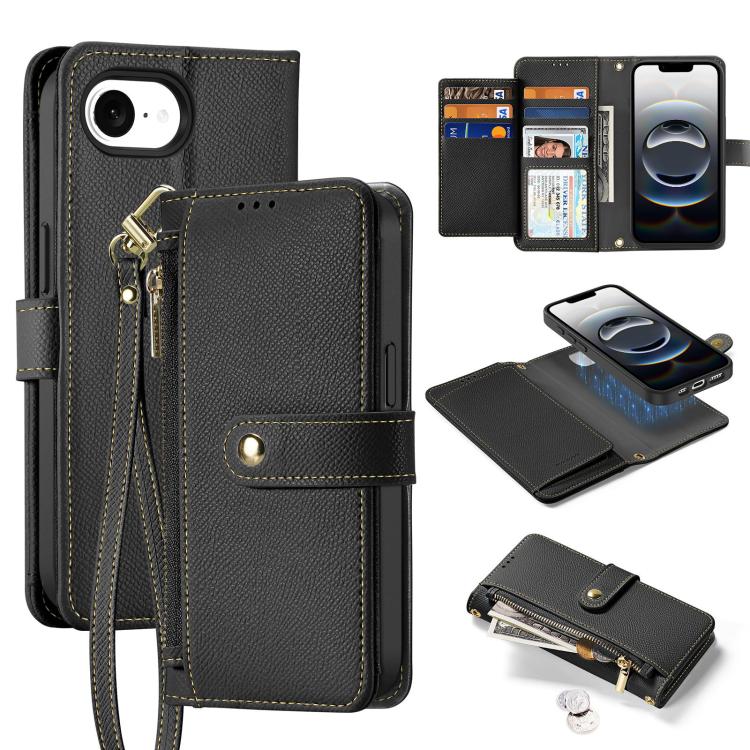 Funda para Teléfono Dux Ducis Lawa Series 2 En 1 para iPhone 16E con Cremallera Desmontable Magsafe y Cordón (Negro)