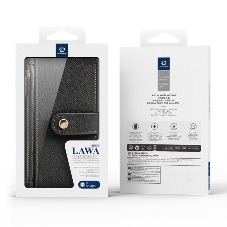 Funda para Teléfono Dux Ducis Lawa Series 2 En 1 para iPhone 16E con Cremallera Desmontable Magsafe y Cordón (Negro)