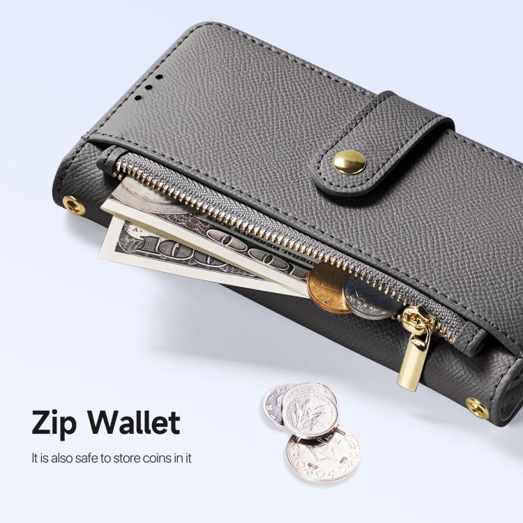 Estuche para Teléfono Dux Ducis Lawa Series 2 En 1 para iPhone 16E con Cremallera Desmontable Magsafe y Cordón (Gris)