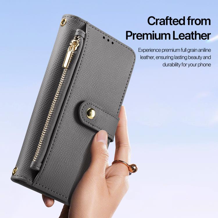 Estuche para Teléfono Dux Ducis Lawa Series 2 En 1 para iPhone 16E con Cremallera Desmontable Magsafe y Cordón (Gris)