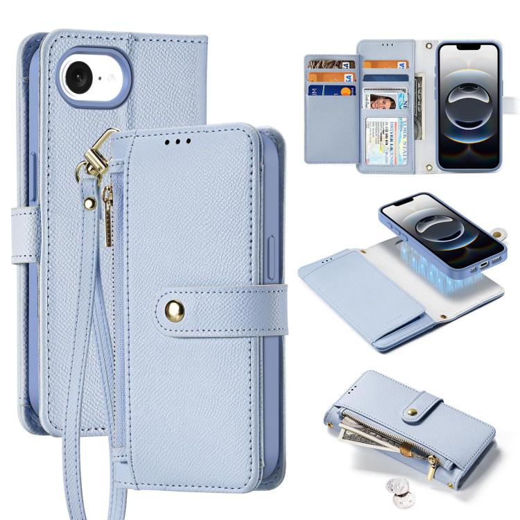 Funda para Teléfono Dux Ducis Lawa Series 2 En 1 para iPhone 16E con Cremallera Desmontable Magsafe y Cordón (Azul Claro)