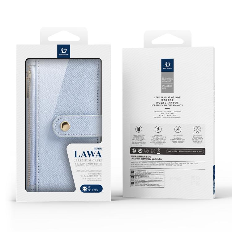 Funda para Teléfono Dux Ducis Lawa Series 2 En 1 para iPhone 16E con Cremallera Desmontable Magsafe y Cordón (Azul Claro)