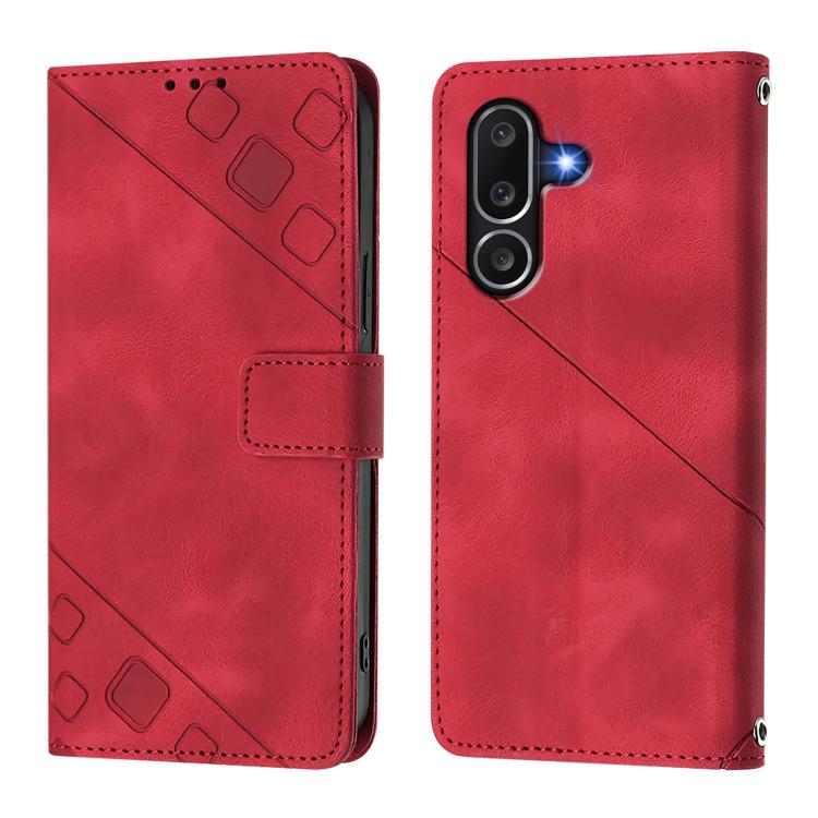 Funda de piel con relieve para Samsung Galaxy M56 5G (roja)