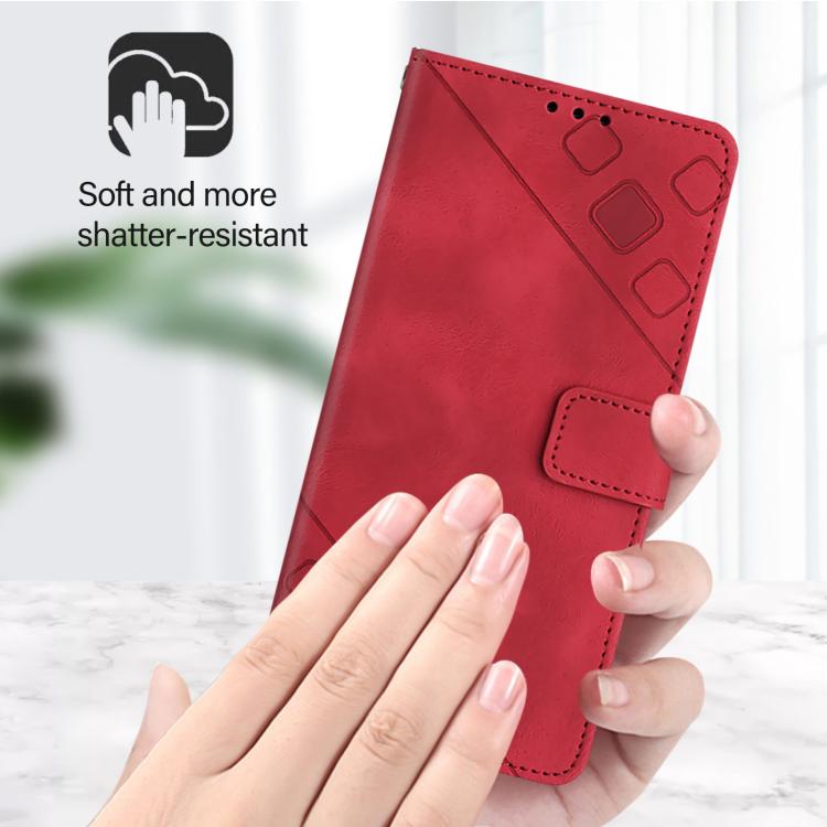 Funda de piel con relieve para Samsung Galaxy M56 5G (roja)