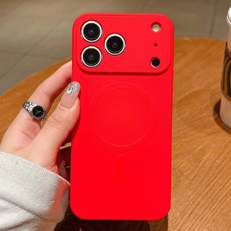 Funda magnética MagSafe de silicona líquida de color sólido para iPhone 17 Pro Max (roja)