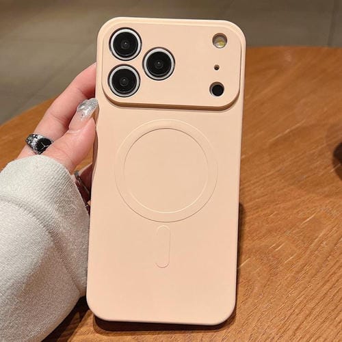 For iPhone 17 Pro Max Solid Color Liquid Silicone MagSafe Magnetic Phone Case(Pink)