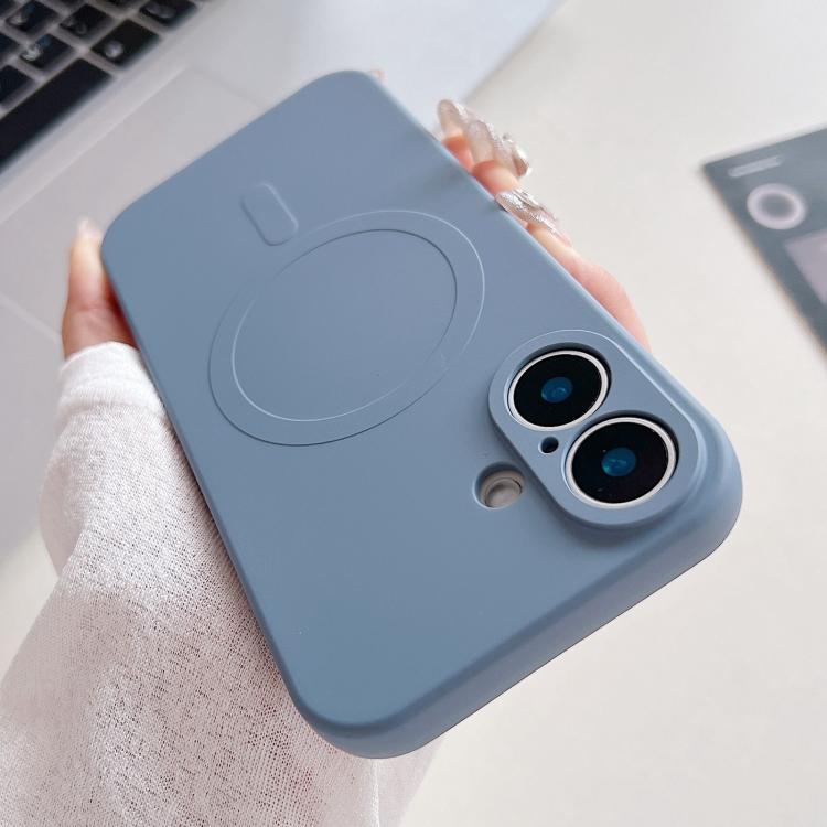 Funda magnética MagSafe de silicona líquida de color sólido para iPhone 17 (gris lavanda)