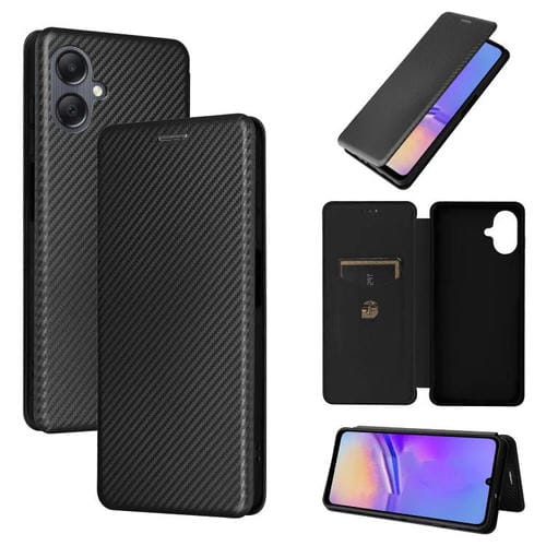 Funda de cuero con textura de fibra de carbono para Samsung Galaxy A07 4G (negro)