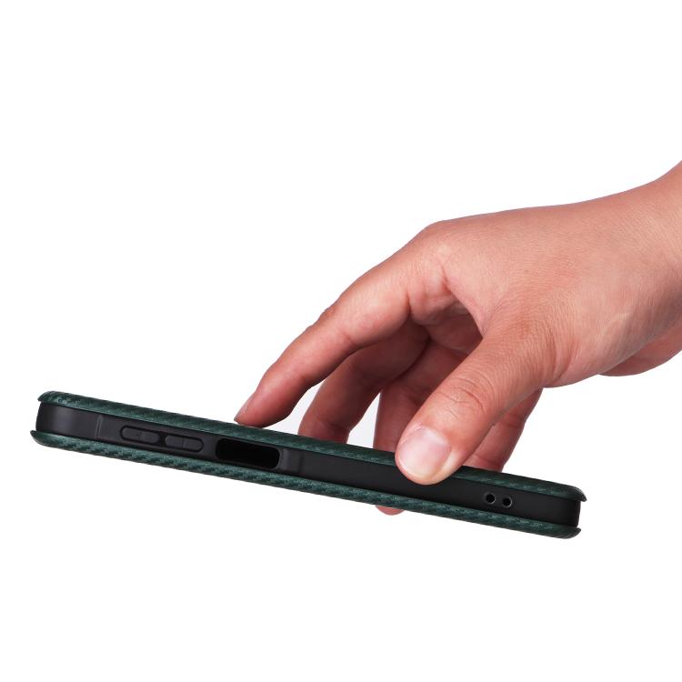 Funda de cuero con textura de fibra de carbono para Samsung Galaxy A17 5G (verde)