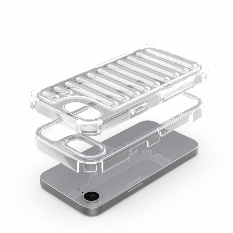 Funda híbrida de TPU y PC con airbag de alta transparencia para iPhone 16e (morado transparente)