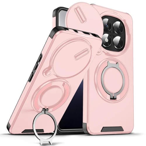 Funda deslizante con anillo protector de cámara para Redmi Note 14 Pro 5G/4G (rosa)