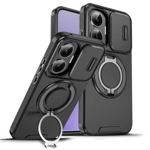 Funda con anillo deslizante para Redmi Turbo 4 Pro / Poco F7 (negra)