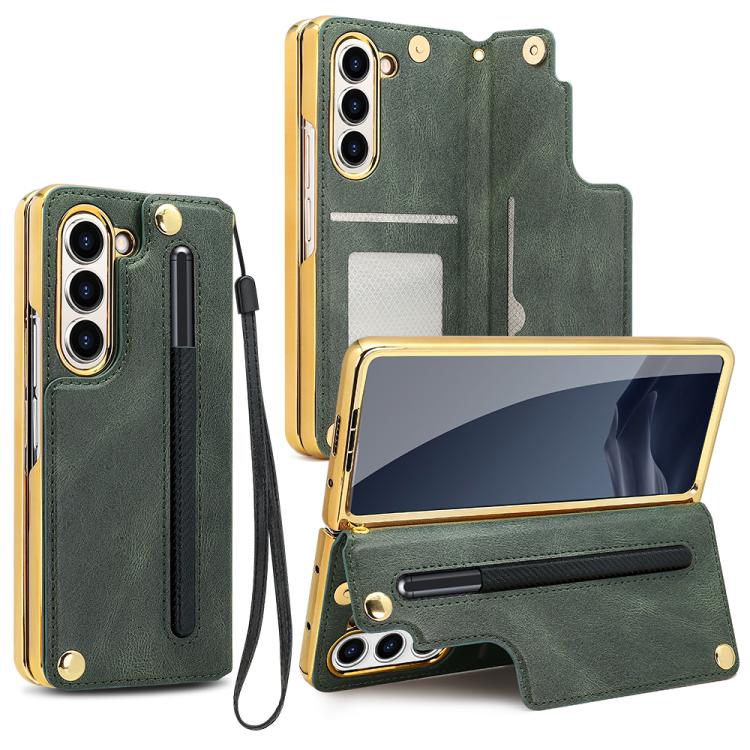 VIETAO - Funda de PU con tapa y soporte plegable integrado para Samsung Galaxy Z Fold7 (verde)