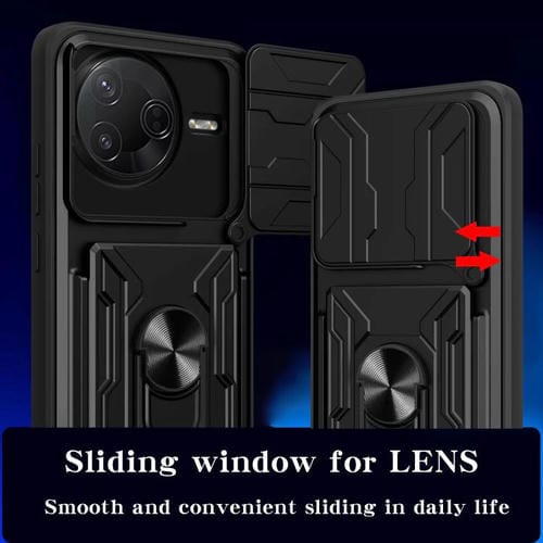 Funda deslizante de TPU y PC con ranura para tarjetas para Xiaomi Poco F7 Pro (azul)