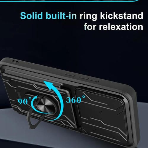 Funda deslizante de TPU y PC con ranura para tarjetas para Xiaomi Poco F7 Pro (negro)