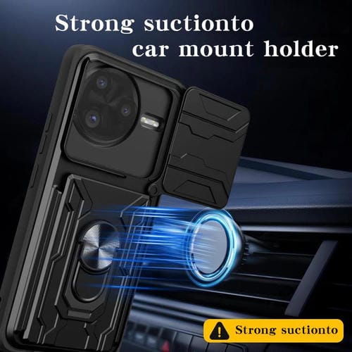 Funda deslizante de TPU y PC con ranura para tarjetas para Xiaomi Poco F7 Ultra (negro)