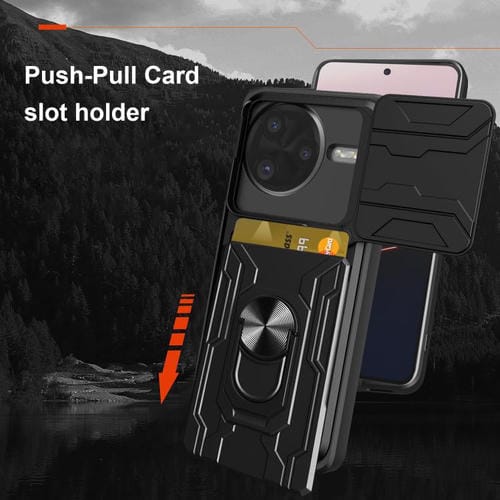 Funda deslizante de TPU y PC con ranura para tarjetas para Xiaomi Poco F7 Ultra (roja)