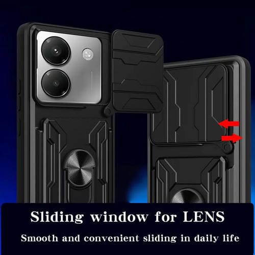 Funda deslizante de TPU y PC con ranura para tarjetas para Xiaomi Poco M7 Pro 5G (roja)