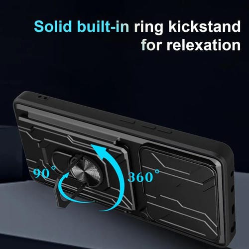 Funda deslizante de TPU y PC con ranura para tarjetas para Xiaomi Poco M7 Pro 5G (gris)