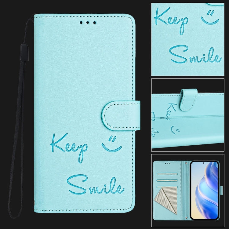 Funda Cuero Rfid con Relieve Sonriente para Tecno Spark 30C (Verde Menta)