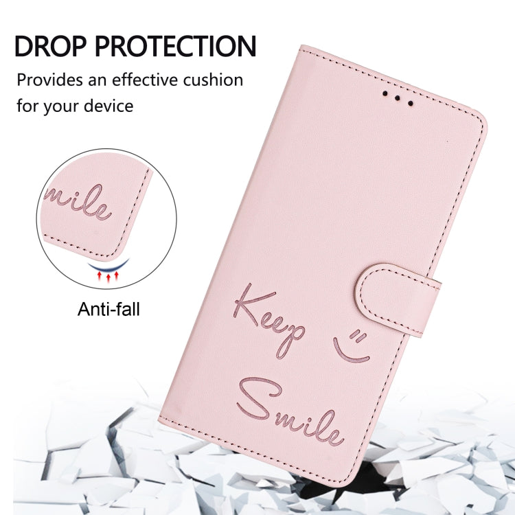 Funda de Cuero Rfid para Teléfono Itel A50C con Relieve Sonriente (Rosa)