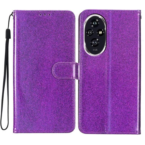 Funda de Cuero con Tapa y Purpurina para Honor 200 (Morada)