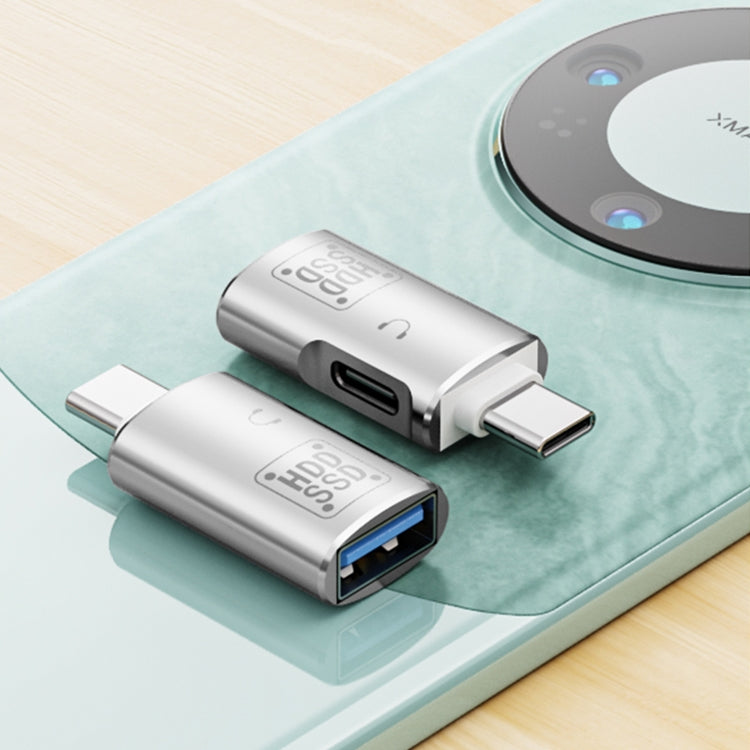 Adaptador Usb-C a Usb y Usb-C Otg compatible con Auriculares y Datos (Negro)