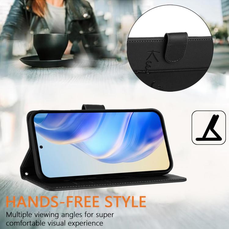 Funda de Cuero Rfid con Relieve Sonriente para Huawei Nova 13 Pro (Negra)