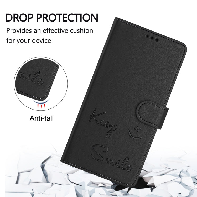 Funda de Cuero Rfid con Relieve Sonriente para Sony Xperia 1 V 5G (Negra)