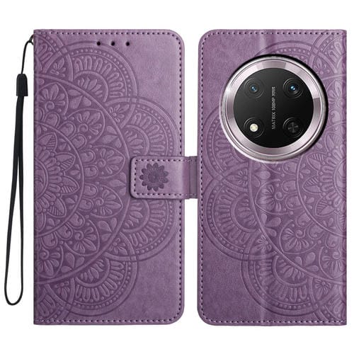 Funda de Cuero con Relieve Floral para Honor X9C (Morado)