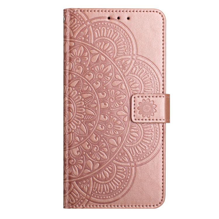 Funda de piel con relieve floral para Samsung Galaxy A17 5G (oro rosa)