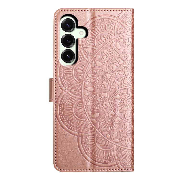 Funda de piel con relieve floral para Samsung Galaxy A17 5G (oro rosa)