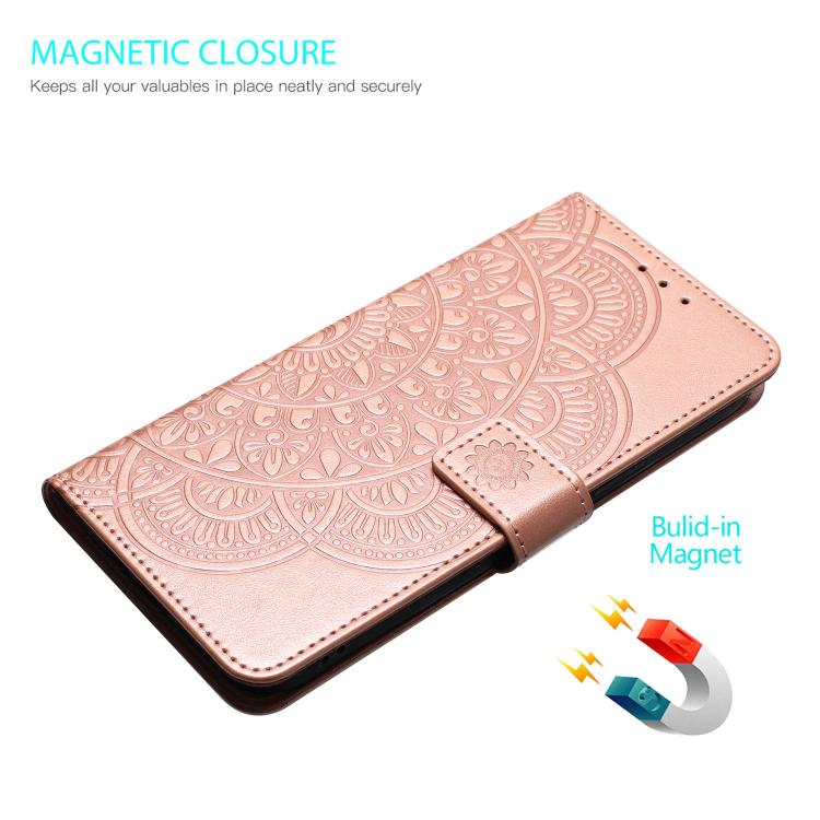 Funda de piel con relieve floral para Samsung Galaxy A17 5G (oro rosa)