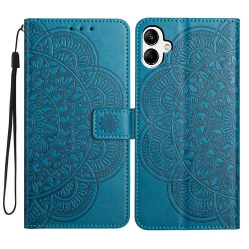 Funda de piel con relieve floral para Samsung Galaxy A07 5G (azul)