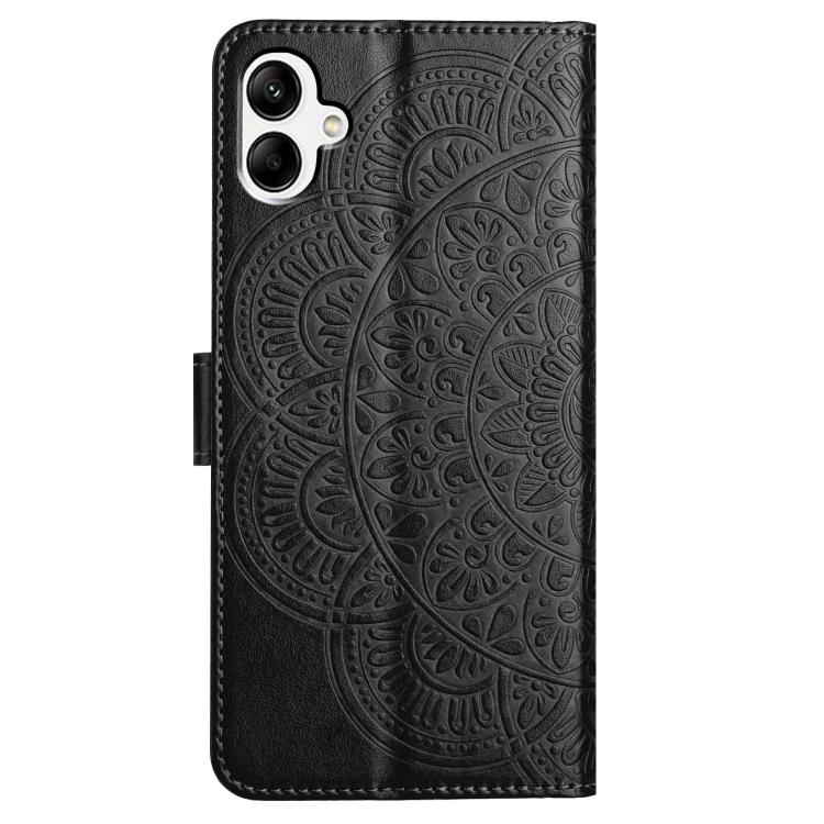 Funda de piel con relieve floral para Samsung Galaxy A07 5G (negra)