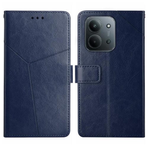 Funda de cuero con tapa en forma de Y para Redmi 15C 4G (171,5 mm) / Poco C85 4G (azul)